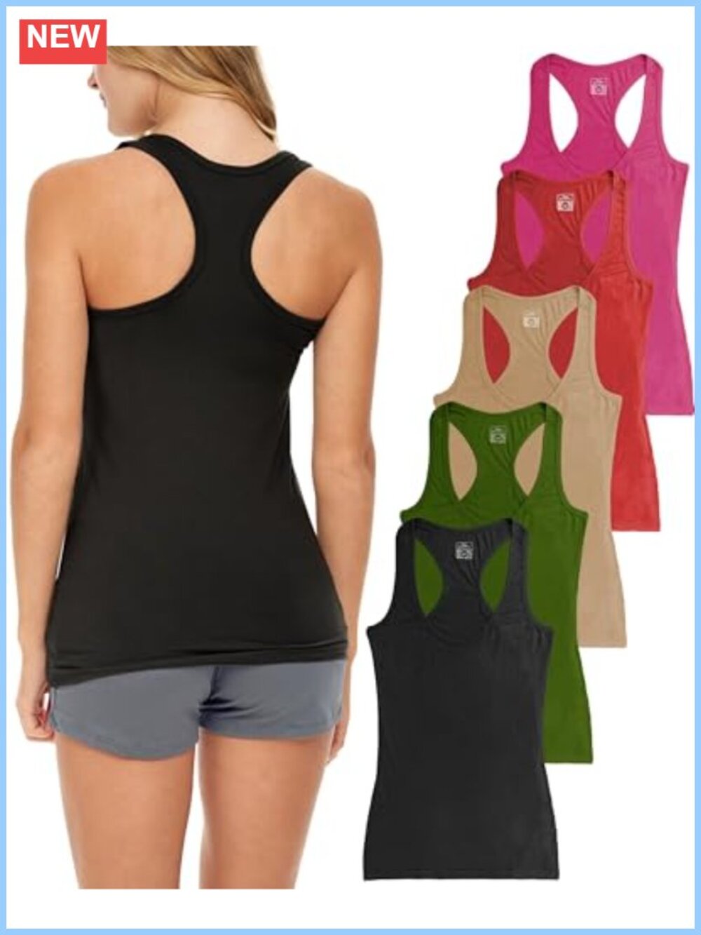Women's Racerback Tank Tops Cotton Spandex Stretch Workout Yoga Tops